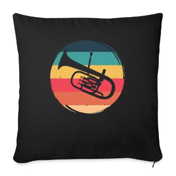 Joueur de tuba Amateur de musique rétro - Housse de coussin décorative 45 x 45 cm - noir - Devant