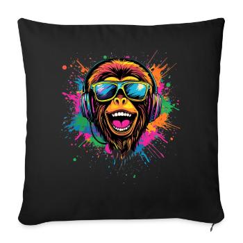Singe Gibbon Main Blanche Gibbon Singe Mignon Lar Gibbons - Housse de coussin décorative 45 x 45 cm - noir - Devant