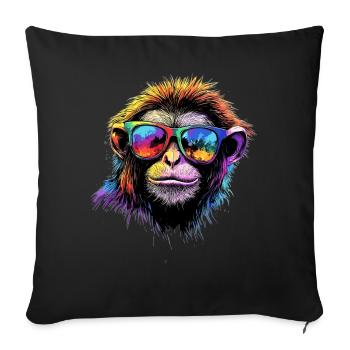 Gibbon Monkey Whitehand Gibbon Monkey Cute Lar Gibbons - Sofa pillowcase 17,3'' x 17,3'' (45 x 45 cm) - black - Front