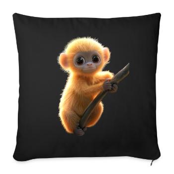 Singe Gibbon Main Blanche Gibbon Singe Mignon Lar Gibbons - Housse de coussin décorative 45 x 45 cm - noir - Devant