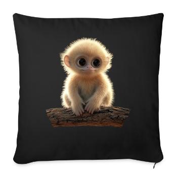 Singe Gibbon Main Blanche Gibbon Singe Mignon Lar Gibbons - Housse de coussin décorative 45 x 45 cm - noir - Devant