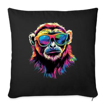 Singe Gibbon Main Blanche Gibbon Singe Mignon Lar Gibbons - Housse de coussin décorative 45 x 45 cm - noir - Devant