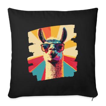 Alpaca Retro - Sofa pillowcase 17,3'' x 17,3'' (45 x 45 cm) - black - Front
