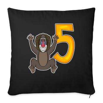 5ème Anniversaire Motif Singe - 5 ans - Housse de coussin décorative 45 x 45 cm - noir - Devant
