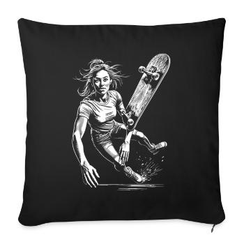 Chaos and Action: Tough Skater Girl Shirt - Sofa pillowcase 17,3'' x 17,3'' (45 x 45 cm) - black - Front