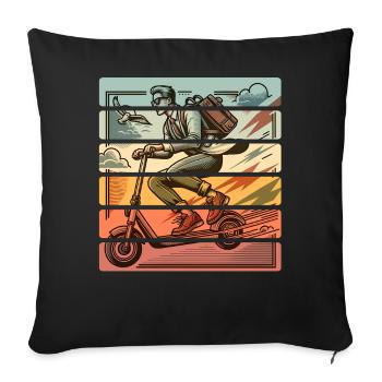 E-Scooter E-Roller Tretroller - Sofakissenbezug 45 x 45 cm - Schwarz - Vorne