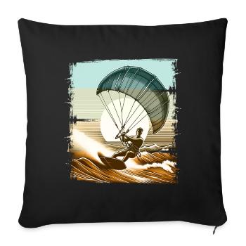 Kitesurfing Kitesurf Kitesurfer Kiteboard - Sofa pillowcase 17,3'' x 17,3'' (45 x 45 cm) - black - Front