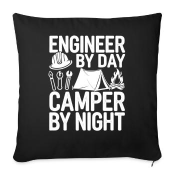 Funny Engineer by Day Camper by Night Engineering - Sofa pillowcase 17,3'' x 17,3'' (45 x 45 cm) - black - Front