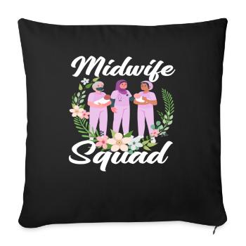 Escouade de sages-femmes Floral Motif Soin - Housse de coussin décorative 45 x 45 cm - noir - Devant