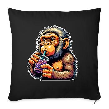 Thé à bulles de Néandertal - Housse de coussin décorative 45 x 45 cm - noir - Devant