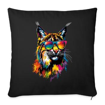 Luchs Lynx Wildkatze Raubkatzen Katzen Süße Luchse - Sofakissenbezug 45 x 45 cm - Schwarz - Vorne