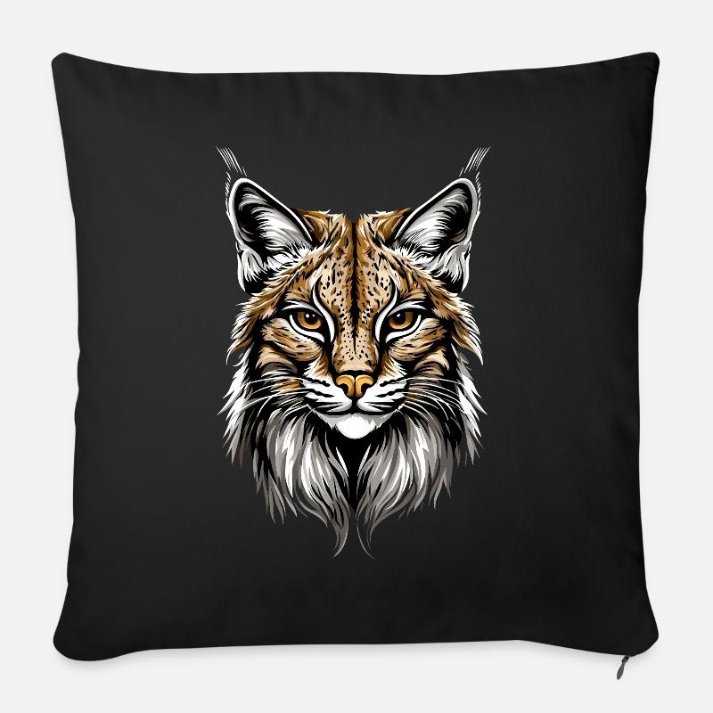Luchs Lynx Wildkatze Raubkatzen Katzen Süße Luchse - Sofakissenbezug 45 x 45 cm - Schwarz