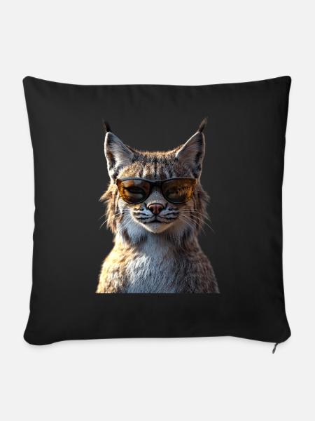 Luchs Lynx Wildkatze Raubkatzen Katzen Süße Luchse - Sofakissenbezug 45 x 45 cm - Schwarz