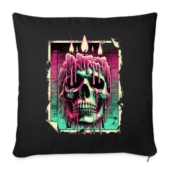 Bougie fondante crâne - Neon Gothic Art - Housse de coussin décorative 45 x 45 cm - noir - Devant