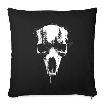 Deer Skull Forest Exposure Gothic Surreal Graphic - Sofa pillowcase 17,3'' x 17,3'' (45 x 45 cm) - black - Front