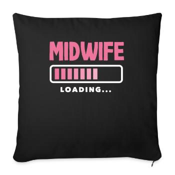 Midwife invites... Pure anticipation - Sofa pillowcase 17,3'' x 17,3'' (45 x 45 cm) - black - Front