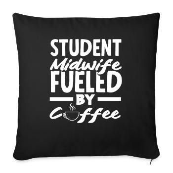 Student midwife driven by coffee - Sofa pillowcase 17,3'' x 17,3'' (45 x 45 cm) - black - Front