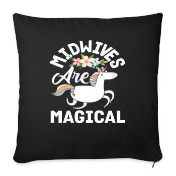 Midwives Are Magical Unicorn Flowers - Sofa pillowcase 17,3'' x 17,3'' (45 x 45 cm) - black - Front