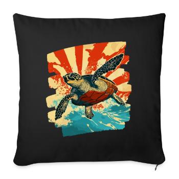 Sea Turtle Retro - Sofa pillowcase 17,3'' x 17,3'' (45 x 45 cm) - black - Front