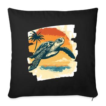 Sea Turtle Retro - Sofa pillowcase 17,3'' x 17,3'' (45 x 45 cm) - black - Front