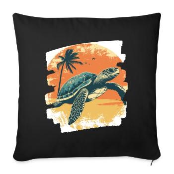 Sea Turtle Retro - Sofa pillowcase 17,3'' x 17,3'' (45 x 45 cm) - black - Front