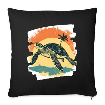 Sea Turtle Retro - Sofa pillowcase 17,3'' x 17,3'' (45 x 45 cm) - black - Front