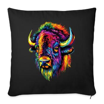 Bison, Bison, Wild Cattle, Buffalo, American Bison - Sofa pillowcase 17,3'' x 17,3'' (45 x 45 cm) - black - Front