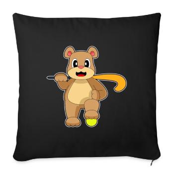 Bear Bâton de hockey sur gazon - Housse de coussin décorative 45 x 45 cm - noir - Devant