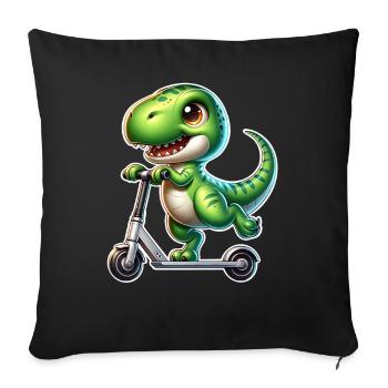 E-Scooter E-Roller Dino T Rex Scooter - Sofakissenbezug 45 x 45 cm - Schwarz - Vorne