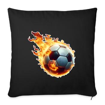 Soccer Flames Ball - Sofa pillowcase 17,3'' x 17,3'' (45 x 45 cm) - black - Front