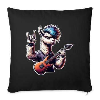 Alpaca Rock and Roll Guitarist - Sofa pillowcase 17,3'' x 17,3'' (45 x 45 cm) - black - Front