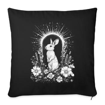 Boho Bunny Cottagecore Spring Bohemian Bunny Motif - Sofa pillowcase 17,3'' x 17,3'' (45 x 45 cm) - black - Front