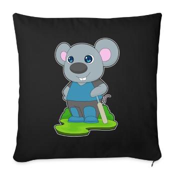 Souris Cricket Battes de cricket - Housse de coussin décorative 45 x 45 cm - noir - Devant