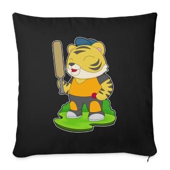 Tiger Cricket Batte de cricket - Housse de coussin décorative 45 x 45 cm - noir - Devant