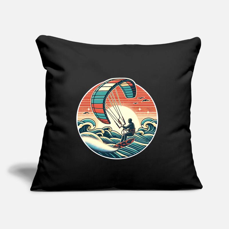 Kitesurf Kitesurfer Kiteboard Housse de coussin décorative 45 x 45 cm
