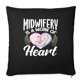 Sage-femme Travail du cœur Bébé Amour - Housse de coussin décorative 45 x 45 cm - noir - Devant