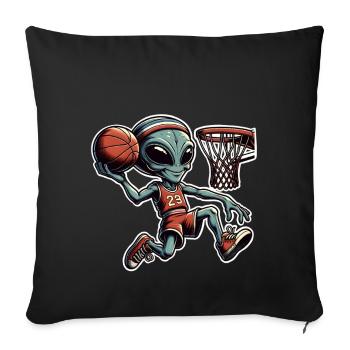 Alien Basketball Dunking - Sofa pillowcase 17,3'' x 17,3'' (45 x 45 cm) - black - Front