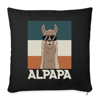 Papa Alpaga Papa Drôle Lama Cadeau de Fête des Pères - Housse de coussin décorative 45 x 45 cm - noir - Devant
