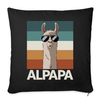 Papa Alpaga Papa Drôle Lama Cadeau de Fête des Pères - Housse de coussin décorative 45 x 45 cm - noir - Devant