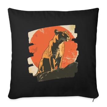 Lion de montagne Rétro - Housse de coussin décorative 45 x 45 cm - noir - Devant