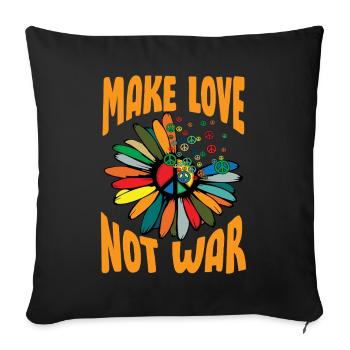 Make Love Not War Flower Power Hippie - Sofa pillowcase 17,3'' x 17,3'' (45 x 45 cm) - black - Front