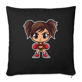 Boxing Girl Cartoon - Sofa pillowcase 17,3'' x 17,3'' (45 x 45 cm) - black - Front