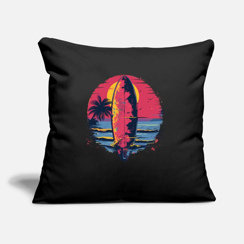 Planche de surf Synthwave Housse de coussin décorative 45 x 45 cm
