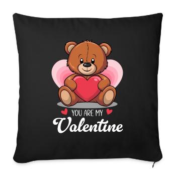 Ours en peluche mignon avec cœur – Saint-Valentin - Housse de coussin décorative 45 x 45 cm - noir - Devant