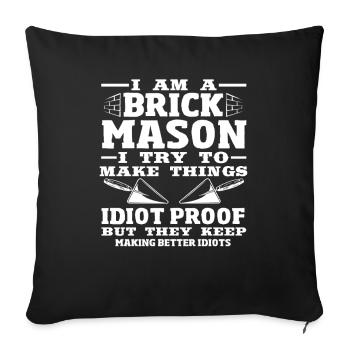 Maçon Je suis maçon et je fais des choses - Housse de coussin décorative 45 x 45 cm - noir - Devant
