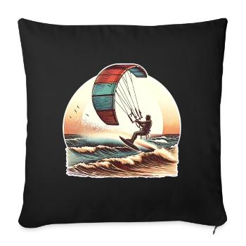 Kitesurf Kitesurfer Kiteboard - Sofakissenbezug 45 x 45 cm - Schwarz - Vorne