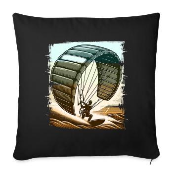 Kitesurf Kitesurfer Kiteboard - Housse de coussin décorative 45 x 45 cm - noir - Devant