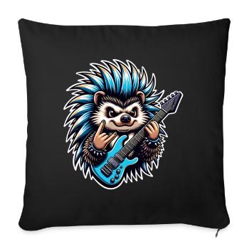 Hedgehog Guitariste de rock and roll - Housse de coussin décorative 45 x 45 cm - noir - Devant