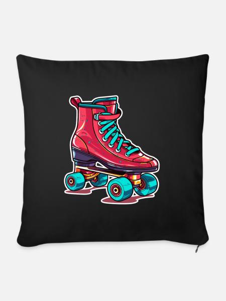 Rollerskates Grafik - Sofakissenbezug 45 x 45 cm - Schwarz