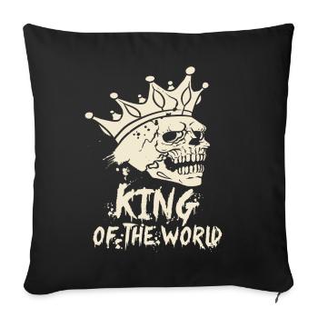 Skull and crossbones with crown King of the World - Sofa pillowcase 17,3'' x 17,3'' (45 x 45 cm) - black - Front